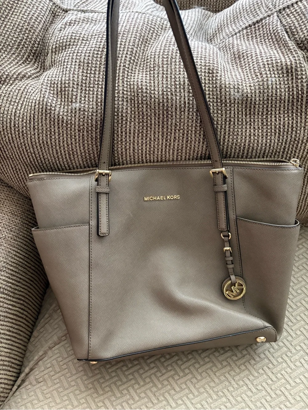 Michael Kors Taupe Saffiano Leather Tote Bag Like New!